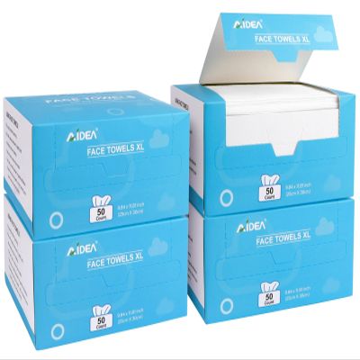 AIDEA XL Face Towels Disposable-200Ct (4 Box), Clean Facial Cloths, Facial Cleansing Wipes for Sensitive Skin, Face Towelettes for Makeup Removing, Nursing, Travel, Dry Wipes 9.84"11.81"