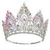 DBFBDTU Miss Universe Round Crowns Rhinestones Wedding Bridal Hair Accessories Diadem Wedding Silver AB Color view 1