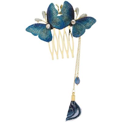 Butterfly Hair Comb Clip Chinese Hair Comb Slides Clips Ancient Hairpin for Women Tassel Hair Clips Hair Styling Tool