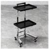 exproyzk Folding Salon Tray Trolley, Stainless Steel Salon Tray with Wheels, 2 Tier Rolling Cart Rolling Tray Salon Trolley for Tattoo, 1 Pack(Black) view 2