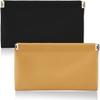 (2-Pack) Mini PU Leather Makeup Bag for Purse  Waterproof Self-Closing Travel Cosmetic Pouch for Coins, Lipstick, Earphones, Keys & Small Items  Compact Organizer in Black & Brown view 1