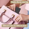 (2-Pack) Mini PU Leather Makeup Bag for Purse  Waterproof Self-Closing Travel Cosmetic Pouch for Coins, Lipstick, Earphones, Keys & Small Items  Compact Organizer in Black & Brown view 4
