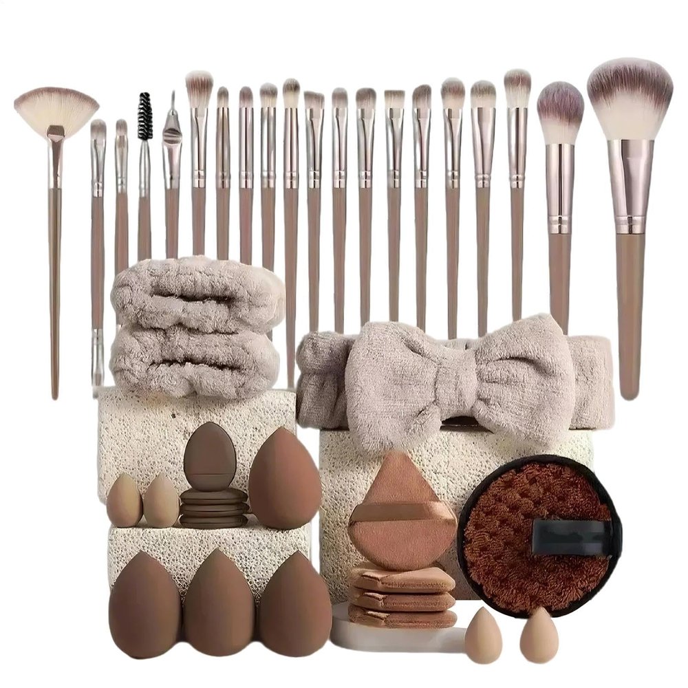 40 Pieces Makeup Brush Sets for Women with Headband, Multi-functional Makeup Tool Set with Makeup Sponges Powder Puff Foundation Brush Make up Brushes Air Cushion for Women Girl Beginner Professional