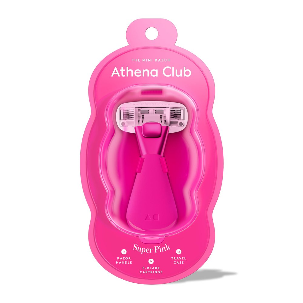 Athena Club Women's Mini Travel Razor - Trial Size - Super Pink - Durable Aluminum Protective Travel Case for Womens Razor - Compact - Rust-Free - TSA Friendly