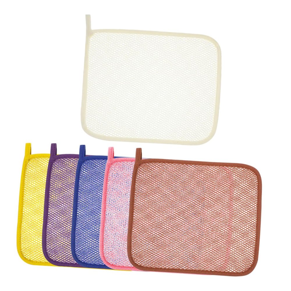 Ipetboom 6pcs Nylon Exfoliating Shower Towel Double-Layer Skin-Friendly Bath Scrubber for Deep Cleaning Smoother Skin Multi-use Hand and Face Exfoliating Net Colors