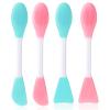 4 Pcs 2 in 1 Double-Sided Facial Scrubber Brush Tool, Silicone Facial Cleansing Brush, Face Masks Skincare Brushes for Pore Cleansing, Remove Blackheads, Makeup Skincare Removal view 1