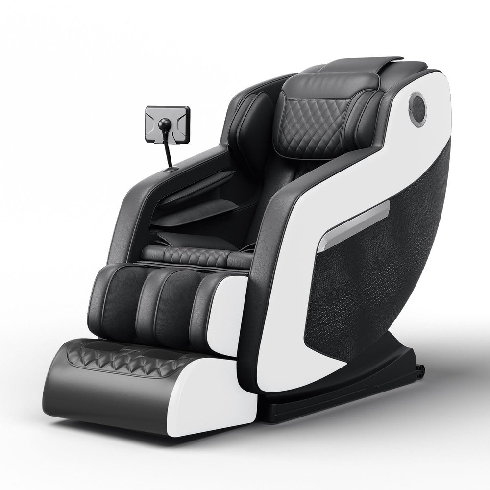 3D Massage Chair Full Body Zero Gravity with 8 Fix Point Rollers 5 Modes Massage Waist and Calf Heater Foot Roller 20 Airbags Massage Adjusting 3 Levels of Strength Perfect for Home Office Black White