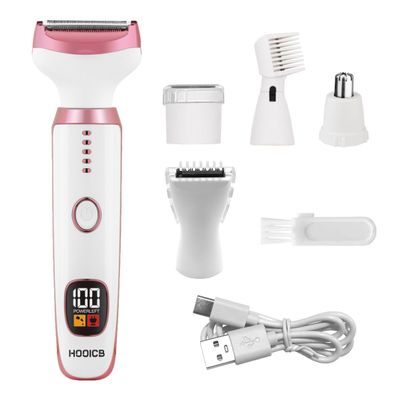 Electric Razors for Women, 5 in 1 Rechargeable Cordless Body Hair Trimmer, Wet and Dry Detachable LED Display Electric Shaver