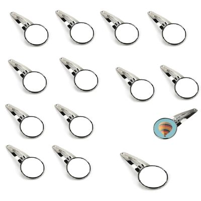 100 Pcs Sublimation Blank Round Shape Hairpins Silver Round Bezel Tray 20mm Blank Metal Hair Pins DIY Heat Transfer Print Hair Pins Supplies for Jewelry Making