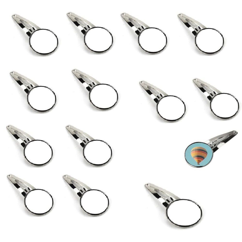100 Pcs Sublimation Blank Round Shape Hairpins Silver Round Bezel Tray 20mm Blank Metal Hair Pins DIY Heat Transfer Print Hair Pins Supplies for Jewelry Making