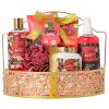 Bath & Body Basket Set, Cherry Fruit Scent Spa Gift Basket with Shower Gel, Lotions for Women Gift Set, Spa Kits for Christmas Valentine's Birthday Gift All Occasion Holiday Gift Idea Luxury Bath Set view 1