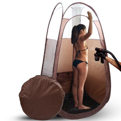 Large Spray Tan Tent  Deluxe Pop Up Tent Portable Tanning Booth with Carry Case  Clear Window for Perfect Spray Tanning  Easy Clean for Home & Salon(Brown)