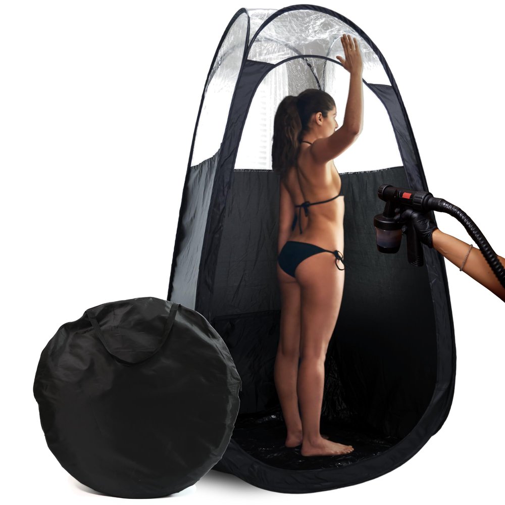 Large Spray Tan Tent  Deluxe Pop Up Tent Portable Tanning Booth with Carry Case  Clear Window for Perfect Spray Tanning  Easy Clean for Home & Salon(Black)