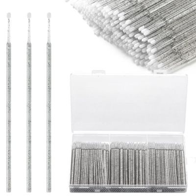 300pcs Disposable Micro Applicators brushes,JASSINS Eyelash Extensions Microfiber Wands Applicator Brush,False Eyelashes Brush Clean Mascara swabs(2.0 mm With Container) (BLACK)