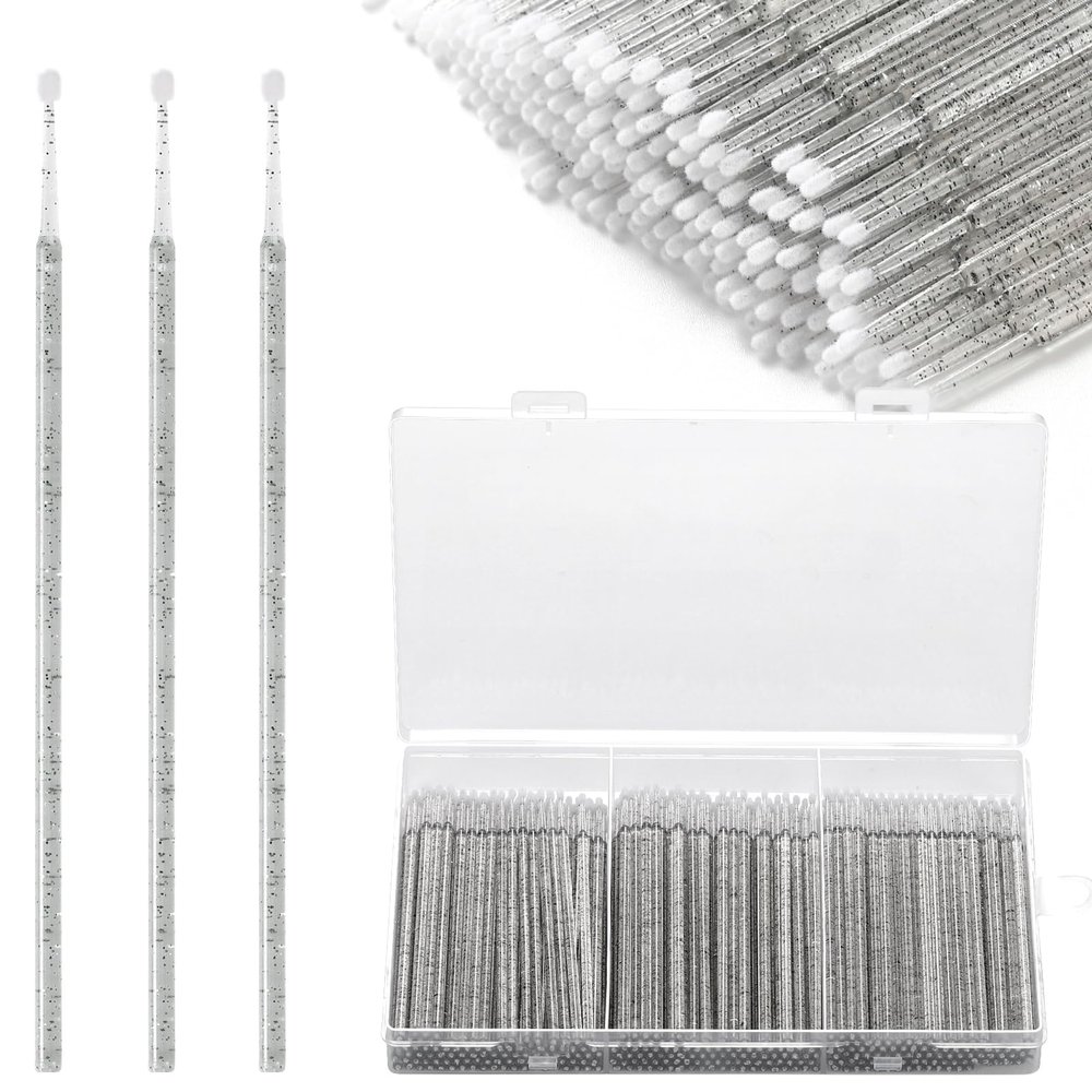 300pcs Disposable Micro Applicators brushes,JASSINS Eyelash Extensions Microfiber Wands Applicator Brush,False Eyelashes Brush Clean Mascara swabs(2.0 mm With Container) (BLACK)
