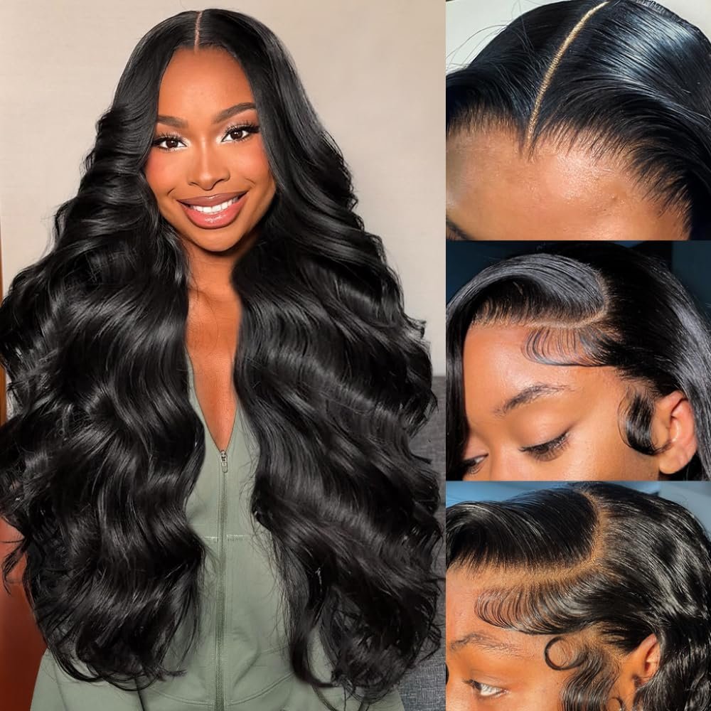 13x6 Body Wave Human Hair Wig HD Lace Front Wigs for Black Women Glueless Pre Plucked 180% Density Frontal Wigs Human Hair 28 inch