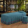 Blue/a,75 * 190cm(S),LDLCYCN Massage Table Bedskirt Massage Bed Sheet with Face Hole Lash Bed Mattress Cover Beauty Massage Spa Couch Cover All-Round Wrap Machine Washable Square Round Head view 1