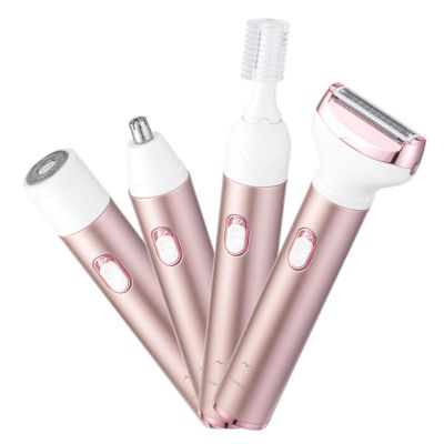 4-in-1 Bikini Trimmer lectric Razors for Women, Pubic Hair Trimmer & Facial Hair Remover for Private Area, USB Rechargeable (Rose Gold)