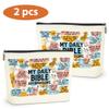 2PCS Daily Affirmations for Women Scripture Bible Verse Makeup Bag, Faith Christian Gifts for Women Mental Health Gifts for Female Sister Birthday Friendship Mothers Day Travel Toiletry Cosmetic Bag view 3
