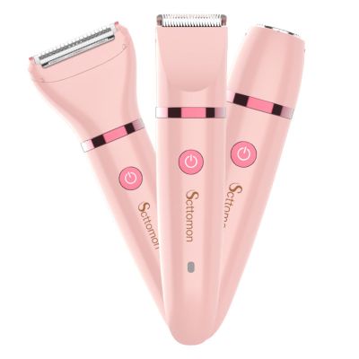 3-in-1 Bikini Trimmer for Women, Electric Razor Dry Use, Pubic Hair Trimmer & Facial Hair Remover, Womens Electric Shaver for Private Area, (Pink)