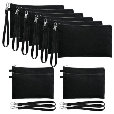 10Pcs Sublimation-Blank Bag with Zipper Lanyard Heat Transfer Canvas Bags for Cosmetic Bag Pen Wedding Favor