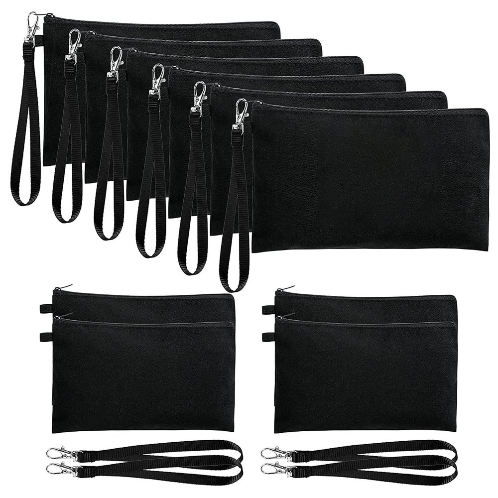 10Pcs Sublimation-Blank Bag with Zipper Lanyard Heat Transfer Canvas Bags for Cosmetic Bag Pen Wedding Favor