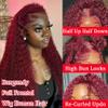 Simeider 28 Inch Deep Wave Red Lace Front 13x6 Red Curly HD Frontal Burgundy Wig For Women Burgundy Glueless Human Hair Deep Wave 99J Wig Human Hair view 3