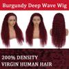 Simeider 28 Inch Deep Wave Red Lace Front 13x6 Red Curly HD Frontal Burgundy Wig For Women Burgundy Glueless Human Hair Deep Wave 99J Wig Human Hair view 4