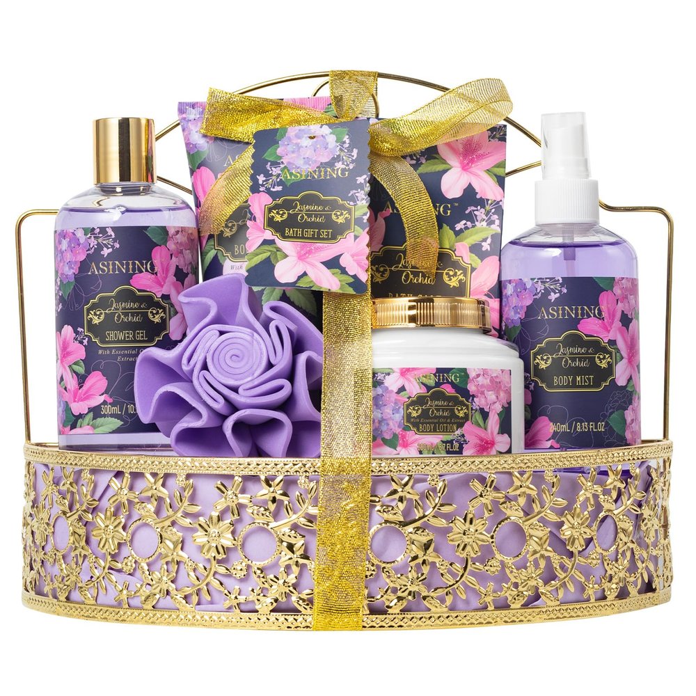 Beauty Kits for Women, Home Spa Baskets Bath Gifts, Bath Spa Kit for Women with Scents Lotion, Luxury Orchid & Jasmine Scent Gift Basket for adults Beauty & Personal Care Set Body Gift Set