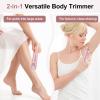 Bikini Trimmer for Women, 2 in 1 Wet & Dry Use USB Charge Women Razors for Shaving Bikini Underarm Leg Arm Body Face, Ipx7 Waterproof (Pink) view 3
