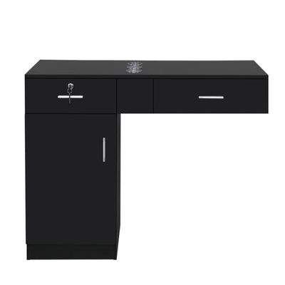 Black Wall Mount Salon Station with 3 Hair Dryer Holders Hair Styling Station Beauty Salon Spa Equipment,Beauty Dresser Spa Bathroom Equipment with Drawers, Storage Cabinet Beauty Spa Furniture