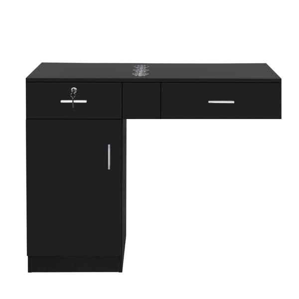 Black Wall Mount Salon Station with 3 Hair Dryer Holders Hair Styling Station Beauty Salon Spa Equipment,Beauty Dresser Spa Bathroom Equipment with Drawers, Storage Cabinet Beauty Spa Furniture