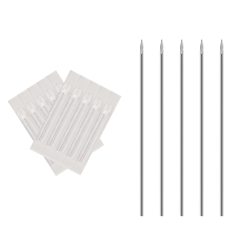 ATOMUS Body Piercing Needles, 10pcs Stainless Steel Sterile Disposable Ear Nose Navel Nipple Lip Piercing Needles (10pcs 20G)