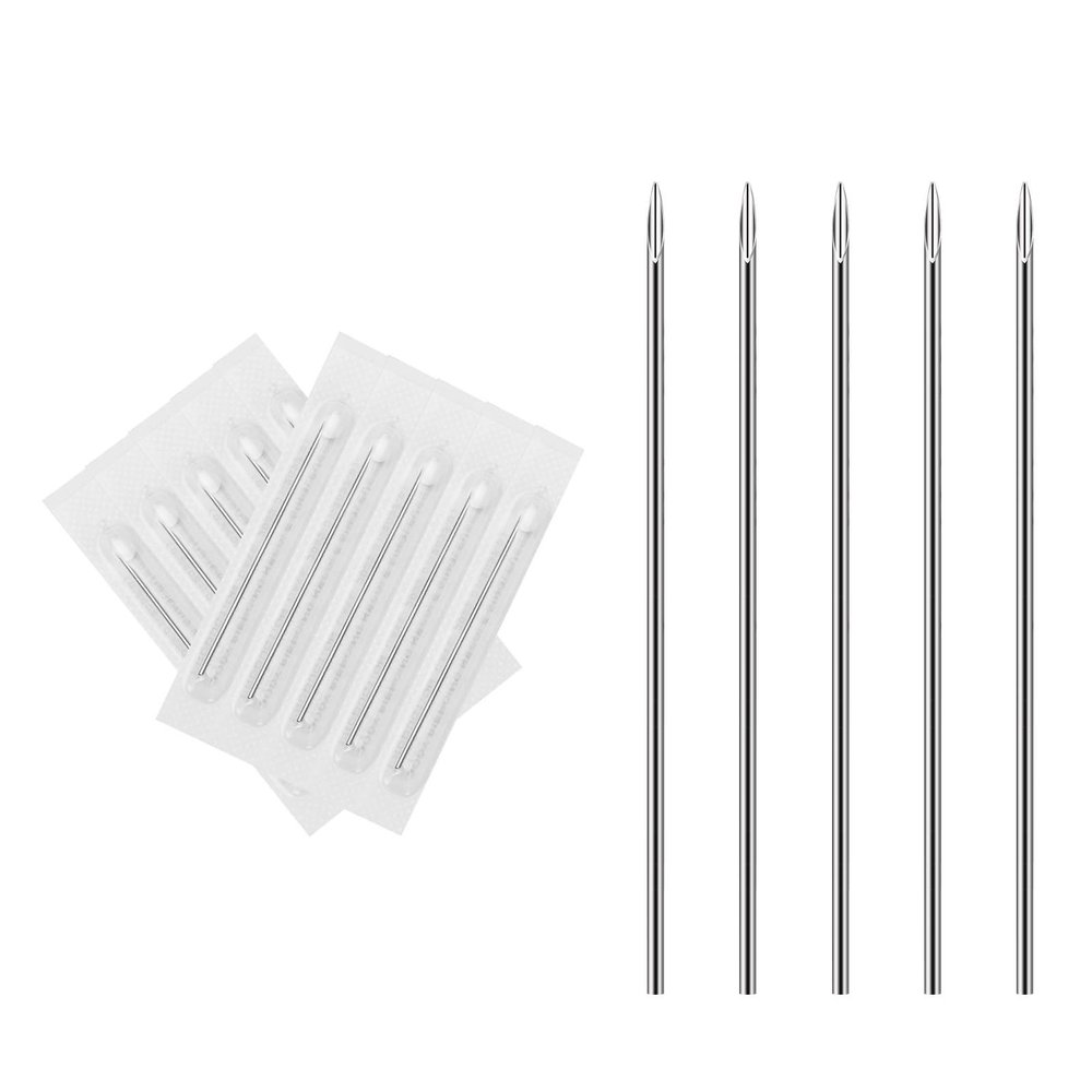 ATOMUS Body Piercing Needles, 10pcs Stainless Steel Sterile Disposable Ear Nose Navel Nipple Lip Piercing Needles (10pcs 18G)