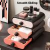 3-Tier Drawer Cosmetic Organizer, Countertop Makeup Storage Box with Rounded Handles, Bathroom, Bedroom Desk and Vanity Cosmetic Display Case for Skincare Products and Brushes (Creamy white) view 3
