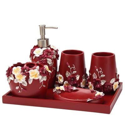 UOHLCX HBJWOV Carved Six-Piece Wash Set European-Style Mouthwash Cup Bathroom Decoration Ornaments
