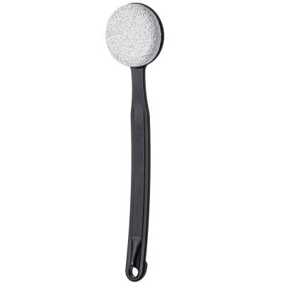 Beomeen Foot Scrubber Pumice Stone for Feet with Long Handle 13.7" Hard Skin Callus Remover and Exfoliator for Dead Dry Skin, Softer & Smoother Feet, Pedicure Tool (Curved) Black