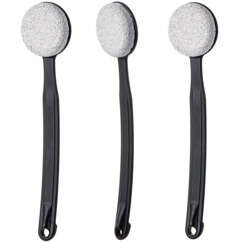 Beomeen Pumice Stone for Feet with Long Handle 13.7", Hard Skin Callus Remover, Scrubber and Exfoliator for Dead Dry Skin, Softer & Smoother Feet, Pedicure Tool (Curved) Black