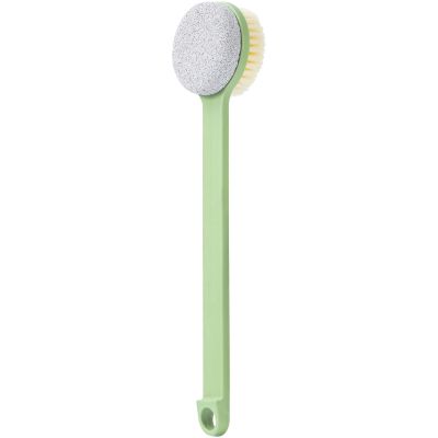 Beomeen Pumice Stone for Feet and Shower Brush with Long Handle 14", Hard Skin Callus Remover, 2 in 1 Foot Scrubber Brush, Back Scrubber Body Brush for Shower Deep Cleansing and Exfoliating (Straight)