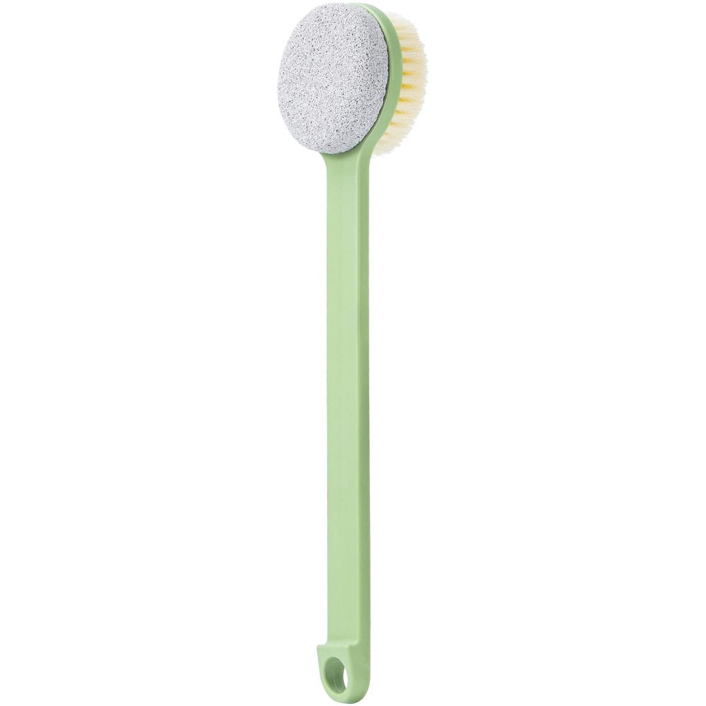 Beomeen Pumice Stone for Feet and Shower Brush with Long Handle 14", Hard Skin Callus Remover, 2 in 1 Foot Scrubber Brush, Back Scrubber Body Brush for Shower Deep Cleansing and Exfoliating (Straight)