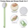 Beomeen Pumice Stone for Feet and Shower Brush with Long Handle 14", Hard Skin Callus Remover, 2 in 1 Foot Scrubber Brush, Back Scrubber Body Brush for Shower Deep Cleansing and Exfoliating (Straight) view 2