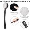 Beomeen Pumice Stone for Feet and Shower Brush with Long Handle 13.7",Hard Skin Callus Remover, 2 in 1 Foot Scrubber Brush, Back Scrubber Body Brush for Shower Deep Cleansing and Exfoliating (Curved) view 2