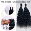 Pre-Divided Bulk Human Hair for Locs Boho Crochet Braids Double Drawn Curly Wave Knotless Braids Extensions for Women Natural Color 18 Inch 100g view 2