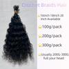Pre-Divided Bulk Human Hair for Locs Boho Crochet Braids Double Drawn Curly Wave Knotless Braids Extensions for Women Natural Color 18 Inch 100g view 3