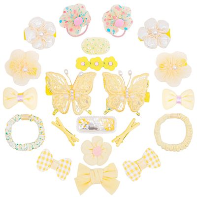 26pcs Hair Pins and Hair Loops for Girls, Butterfly Barrettes for Kids Teen Girls, Toddlers Barrettes for Birthday, Colorful Butterfly Hairpin for Toddlers Kids Gift, Flower Hair Clips (Yellow)