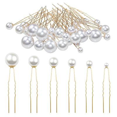 60 pieces of pearl U-shaped clips, metal hair clips, wedding bridal hairstyles, hairs accessories, hair tools, bridal use pearl s Bobby hair clips, bridesmaid Ms. Gril (single pearls hair clip)