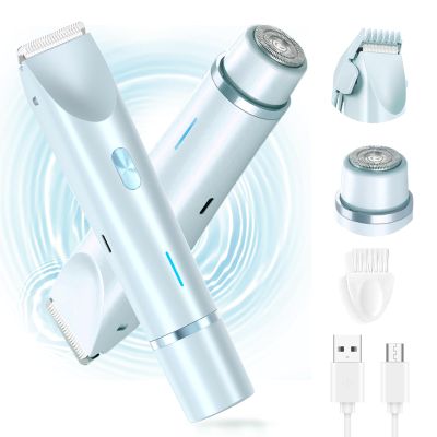 2025 New 2 in 1 Electric Shaver for Women, 2 in 1 Double-Headed Waterproof Wet and Dry, Dual Head Body Shaver Electric Trimmer for Women (Blue)