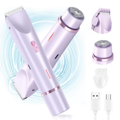 2025 New 2 in 1 Electric Shaver for Women, 2 in 1 Double-Headed Waterproof Wet and Dry, Dual Head Body Shaver Electric Trimmer for Women (Purple)