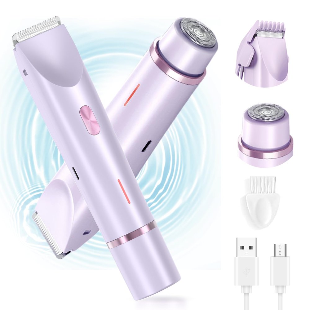 2025 New 2 in 1 Electric Shaver for Women, 2 in 1 Double-Headed Waterproof Wet and Dry, Dual Head Body Shaver Electric Trimmer for Women (Purple)