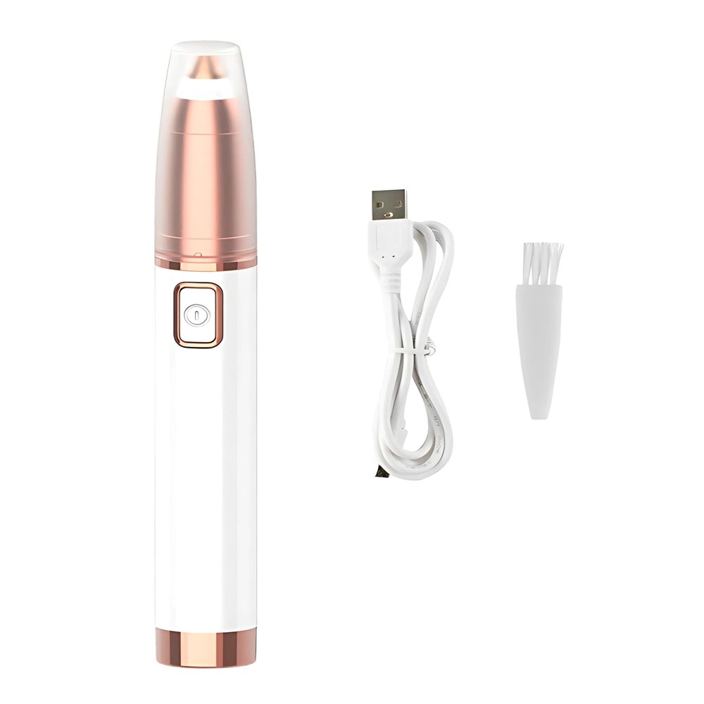 LUSTRA FASHION Cross-Border Electric Eyebrow Trimming Pencil Lady Lipstick Shape Upper Lip Hair Remover Eyebrow Trimmer (Pearl White Rechargeable)